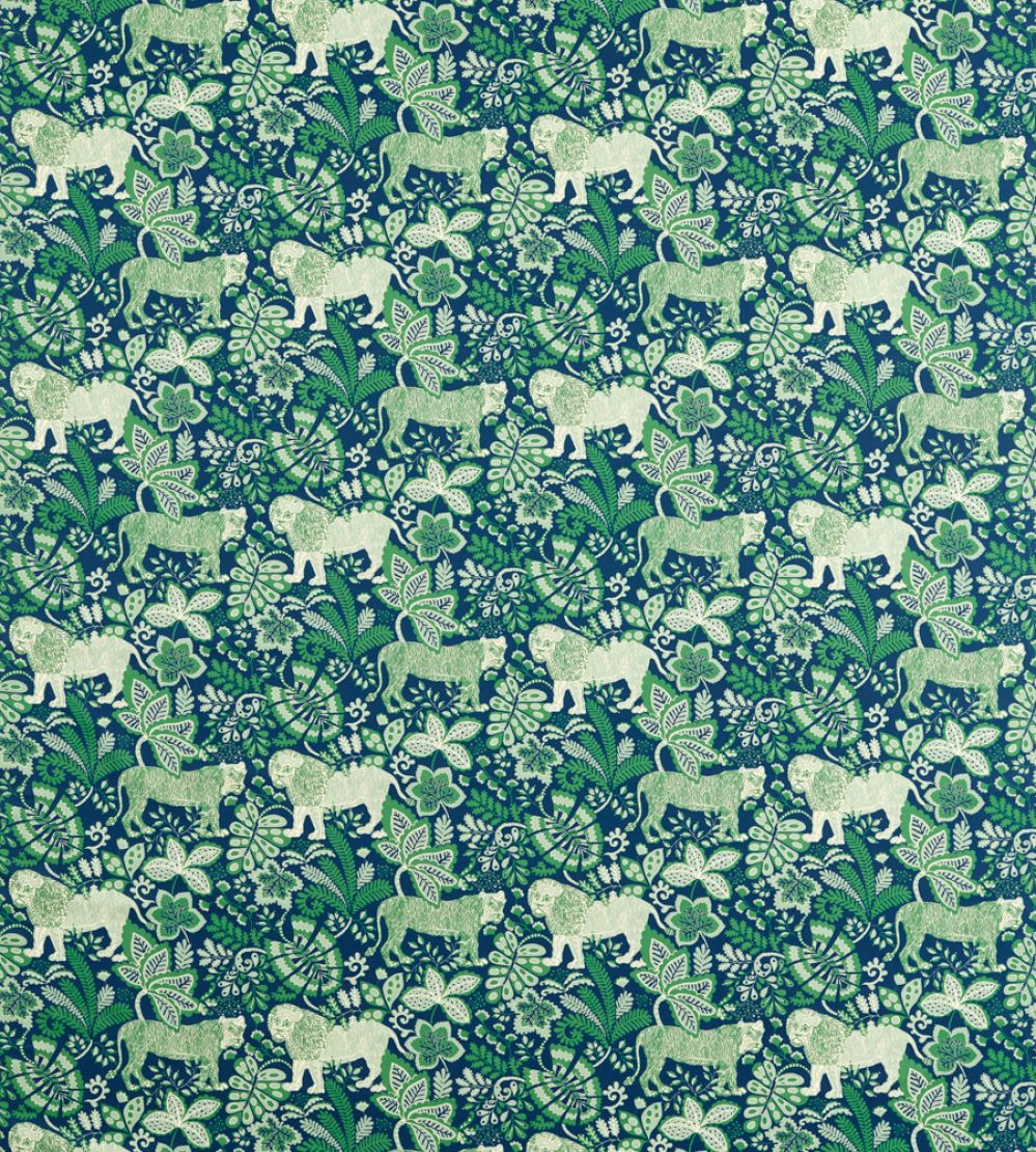 Rumble In The Jungle Fabric by Scion Midnight / Mint Leaf