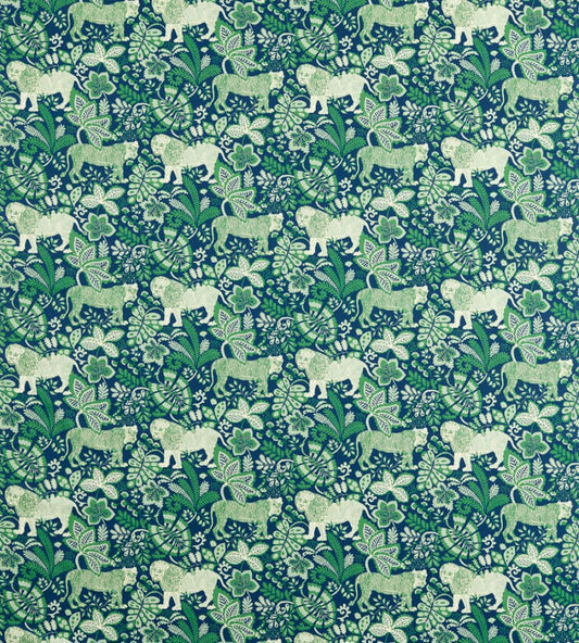 Rumble In The Jungle Fabric by Scion Midnight / Mint Leaf