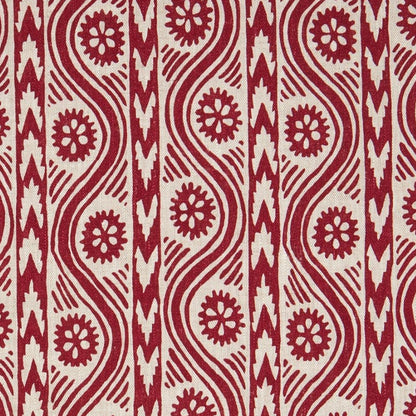 Ruslan Printed Linen Fabric by Volga Linen in Red/Natural