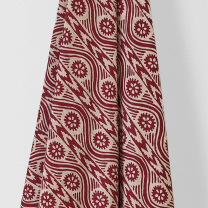 Ruslan Printed Linen Fabric by Volga Linen in Red/Natural, styled view 1