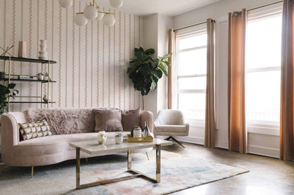 Ruta wallpaper by Coordonné in Arenisca, shown in a styled room