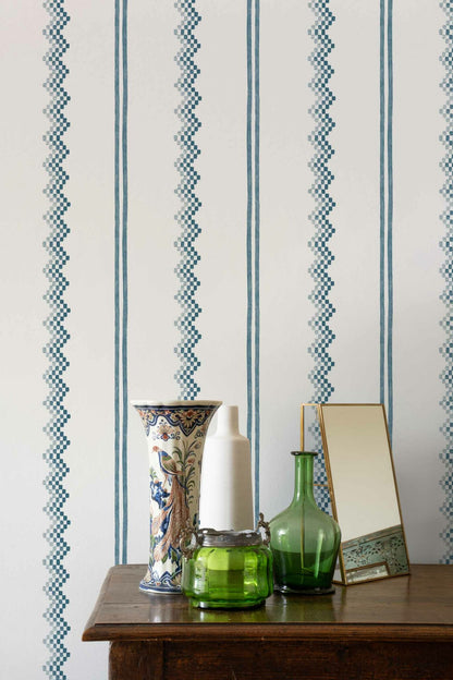 Ruta wallpaper by Coordonné in Cristal, shown in a styled room