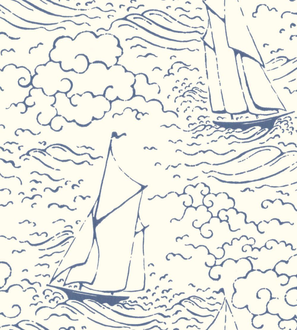 S/Y Gratia Wallpaper by Langelid Von Bromssen Indigo