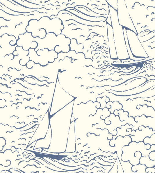 S/Y Gratia Wallpaper by Langelid Von Bromssen Indigo