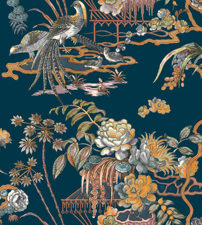 Sacred Pheasants Wallpaper by Coordonne Sapphire
