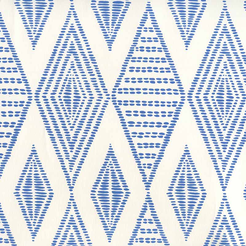 Safari Embroidery Royal Blue on Almost White wallpaper by Alan Campbell
