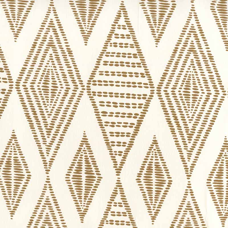Safari Embroidery Caramel on Almost White wallpaper by Alan Campbell