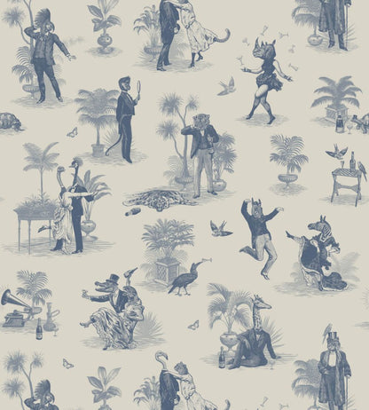 Safari Soiree Wallpaper by Divine Savages Heron Blue