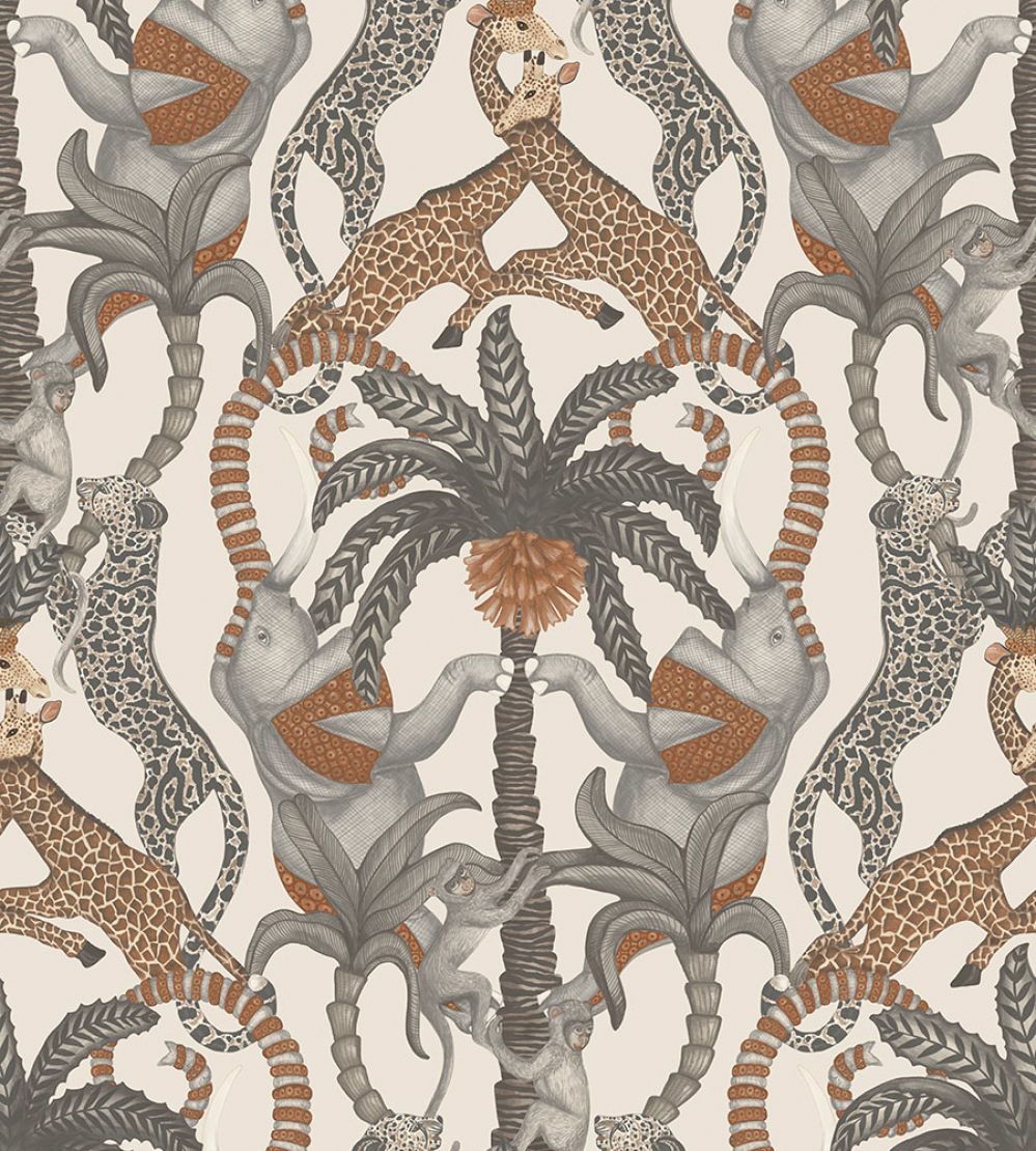 Safari Totem Wallpaper by Cole & Son Ginger & Taupe on Parchment
