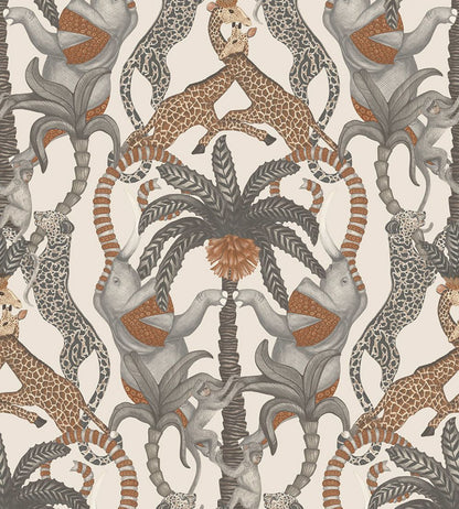 Safari Totem Wallpaper by Cole & Son Ginger & Taupe on Parchment