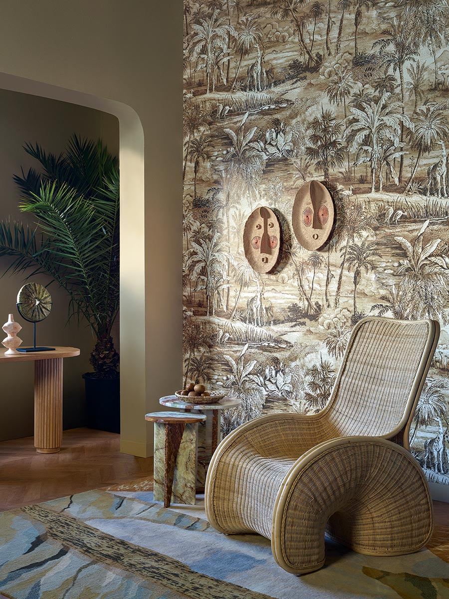 Safari Wallpaper by Pierre Frey shown in a room setting (view 1)