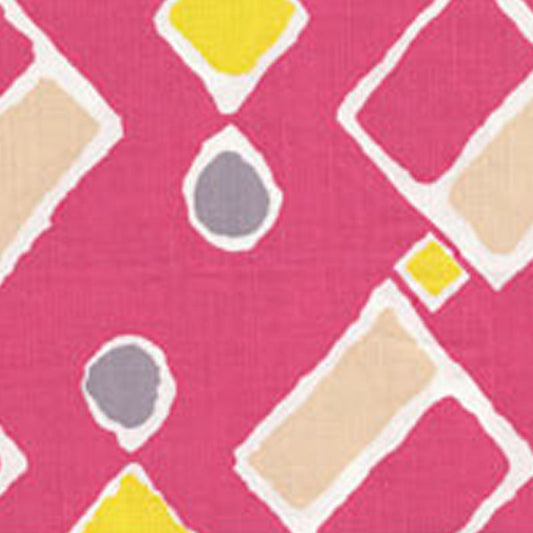 Sahara Multi Color Magenta Peach Yellow Lime on White fabric by Alan Campbell