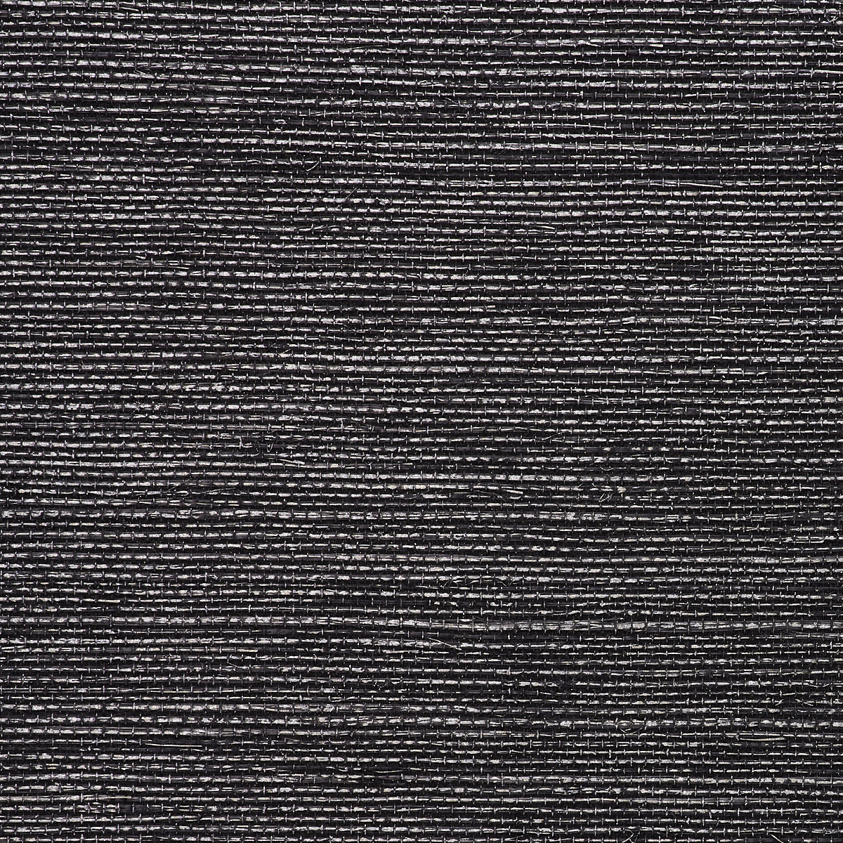 Saint Germain Hemp Grasscloth Wallpaper by Phillip Jeffries in Silver On Black (PJ 5290)