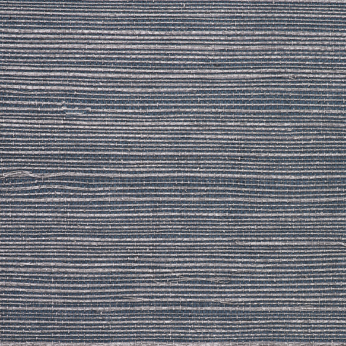 Saint Germain Hemp Grasscloth Wallpaper by Phillip Jeffries in Silver On Blue (PJ 5987)