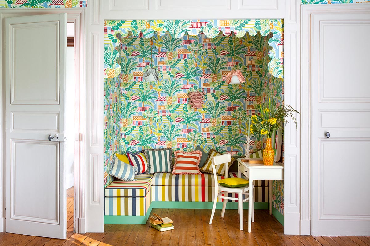 Saint Trop Wallpaper by Pierre Frey shown in a room setting (view 2)