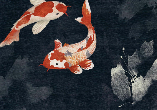 Sakura Bekko mural by Coordonné in Dark, flat pattern view