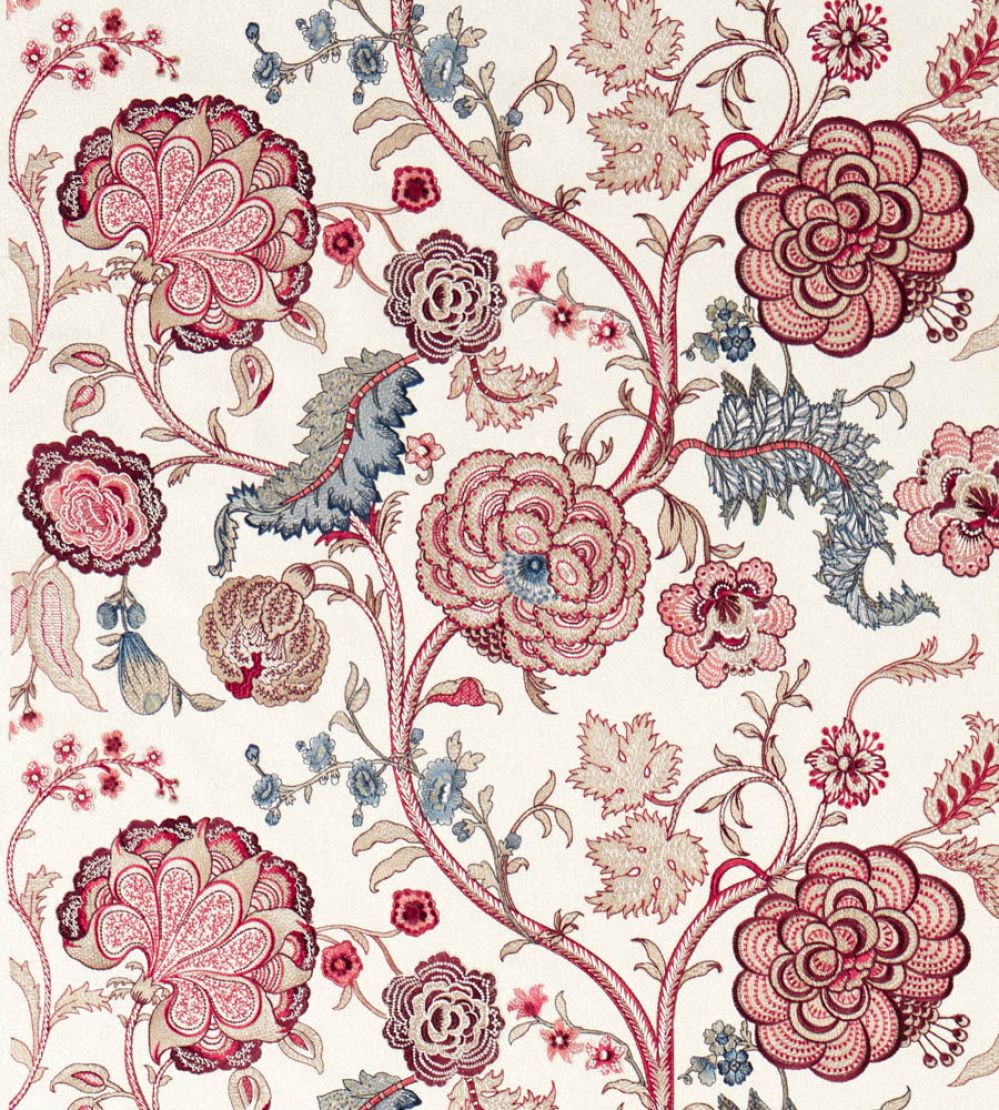 Salisbury Embroidery Fabric by Sanderson Crimson