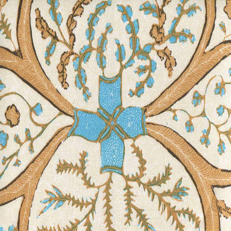 Salong Batik Multi Turquoise Gold Beige Brown fabric by China Seas