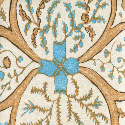 Salong Batik Multi Turquoise Gold Beige Brown fabric by China Seas