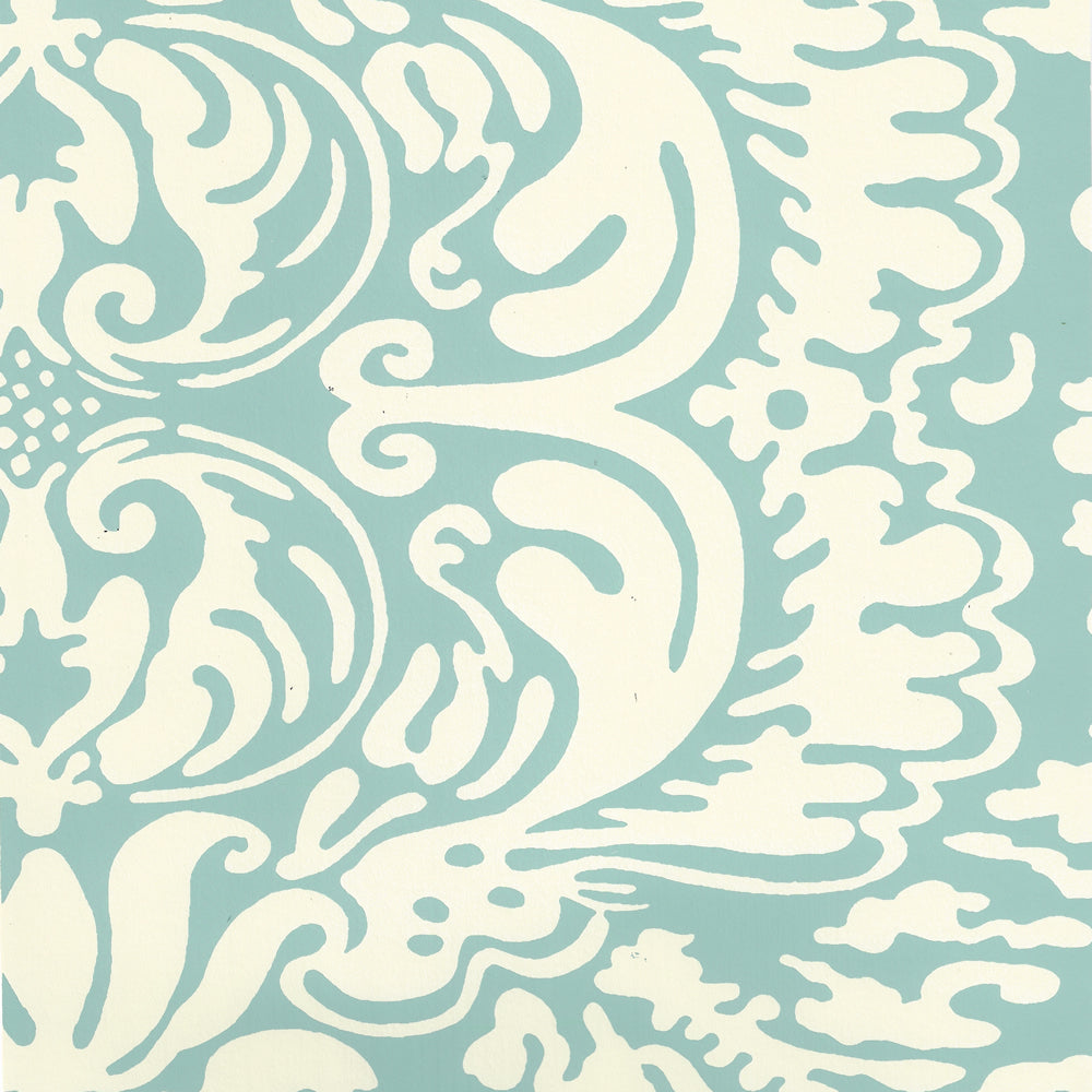 San Marco Reverse Turquoise on Off White wallpaper by China Seas