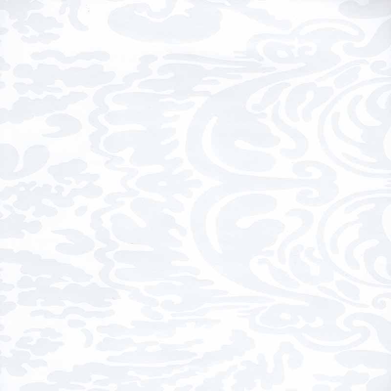 San Marco Reverse White on White Patent Vinyl wallpaper by China Seas