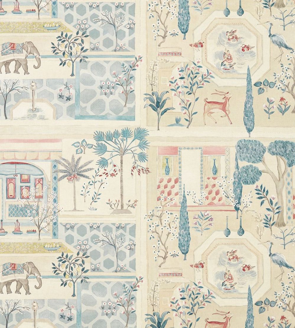 Sultans Garden Fabric by Sanderson Ruby / Teal