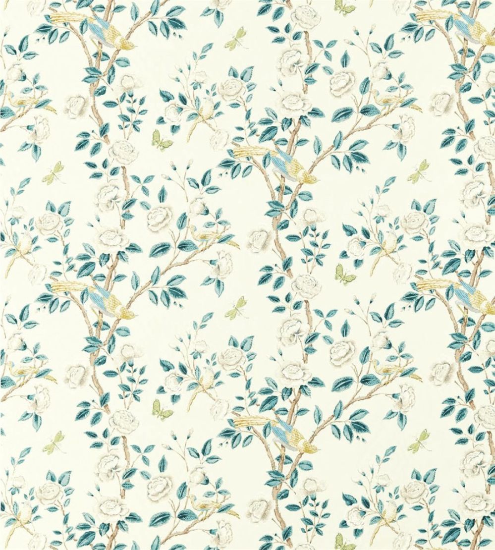 Andhara Fabric by Sanderson Teal/Cream