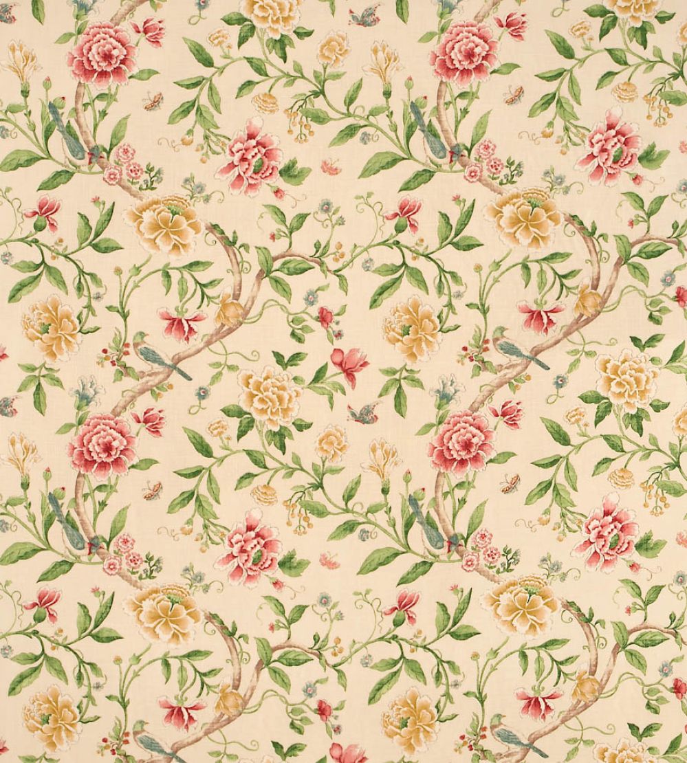 Porcelain Garden Fabric by Sanderson Red/Beige