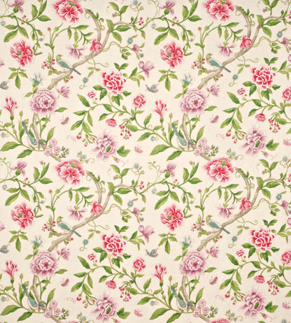 Porcelain Garden Fabric by Sanderson Magenta/Leaf Green