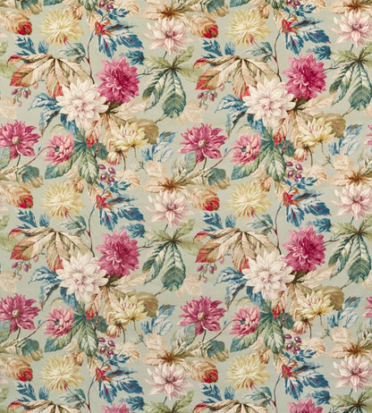 Dahlia And Rosehip Velvets Fabric by Sanderson Mulberry / Grey