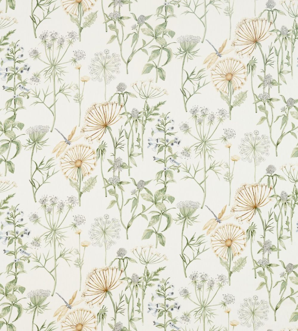 Wild Angelica Fabric by Sanderson Silver/Spring Leaf