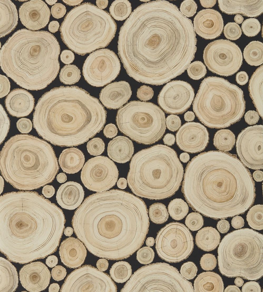 Alnwick Logs Wallpaper by Sanderson Lacquer Black