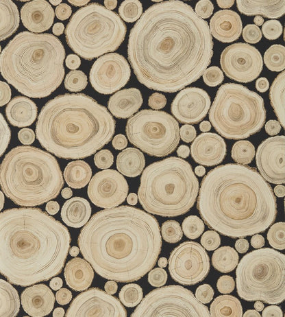 Alnwick Logs Wallpaper by Sanderson Lacquer Black