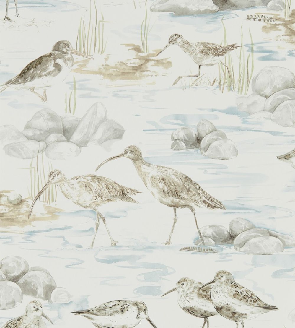 Estuary Birds Wallpaper by Sanderson Blue/Grey