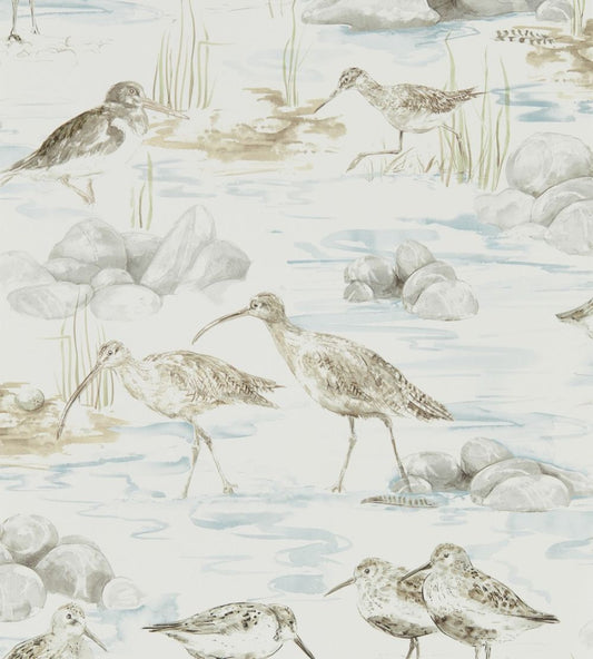 Estuary Birds Wallpaper by Sanderson Blue/Grey