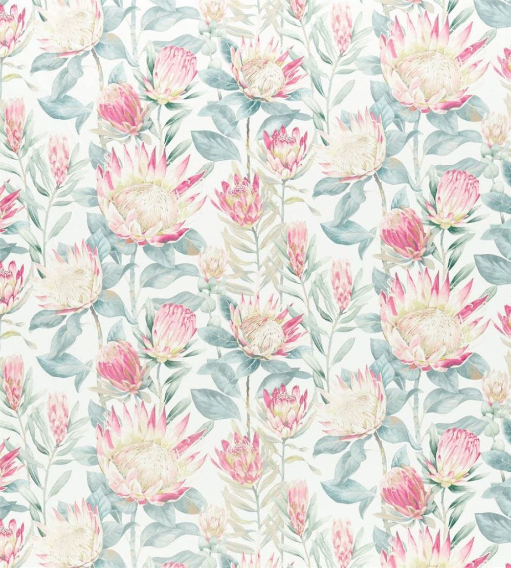 King Protea Fabric by Sanderson Orchid/Grey