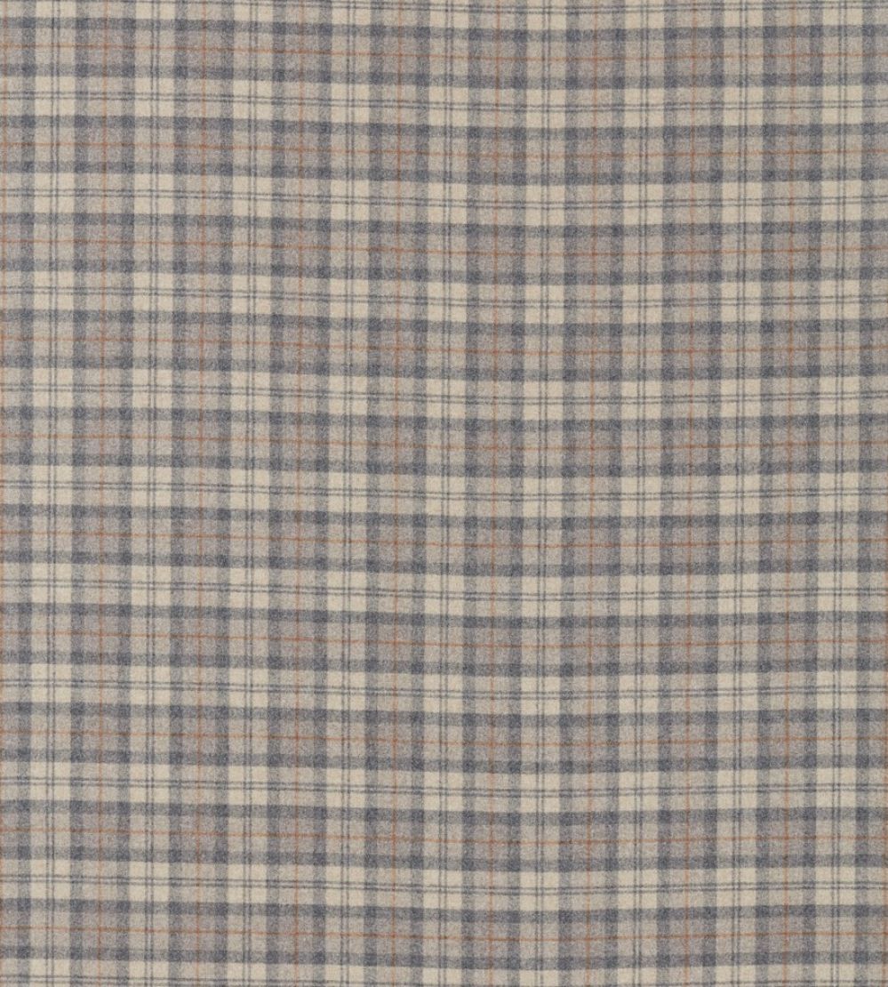 Fenton Check Fabric by Sanderson Check Grey / Cinnamon