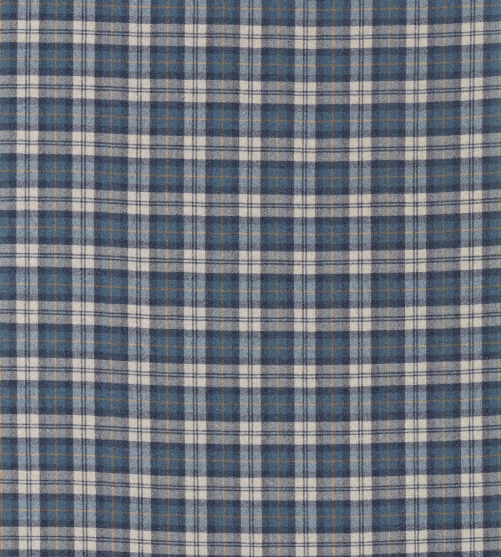 Fenton Check Fabric by Sanderson Check Indigo / Stone