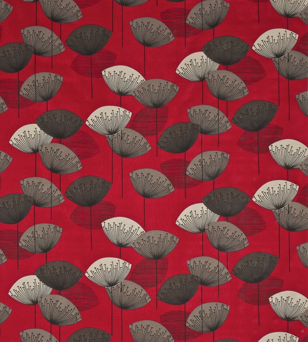 Dandelion Clocks Fabric by Sanderson Red