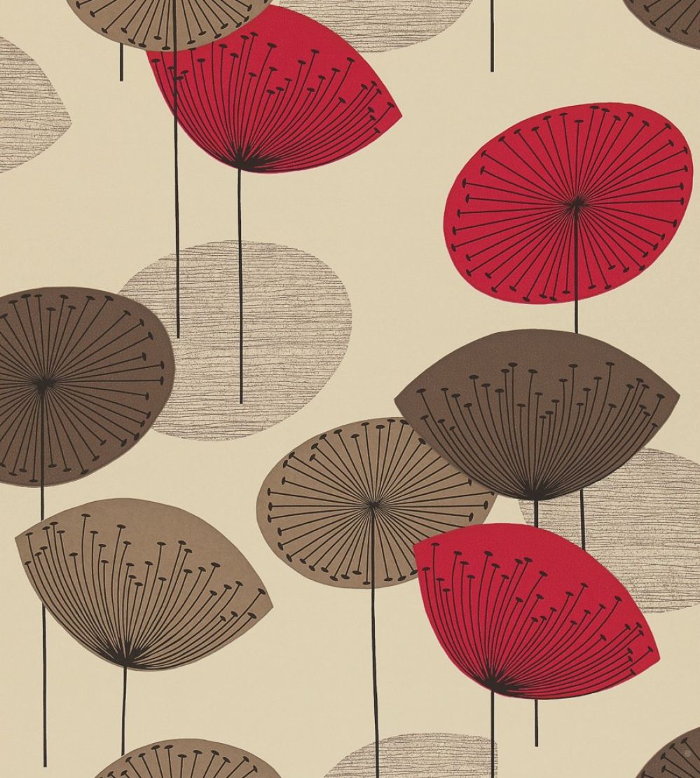Dandelion Clocks Wallpaper by Sanderson Red
