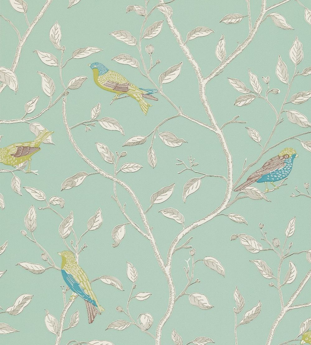 Finches Wallpaper by Sanderson Duck Egg