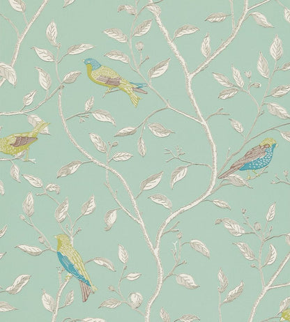 Finches Wallpaper by Sanderson Duck Egg