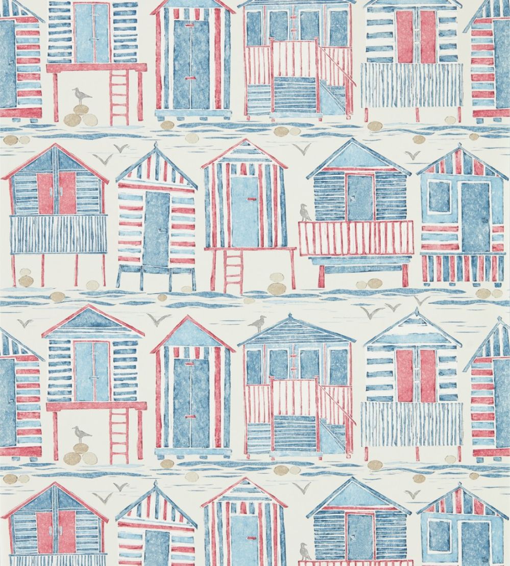 Beach Huts Wallpaper by Sanderson Nautical
