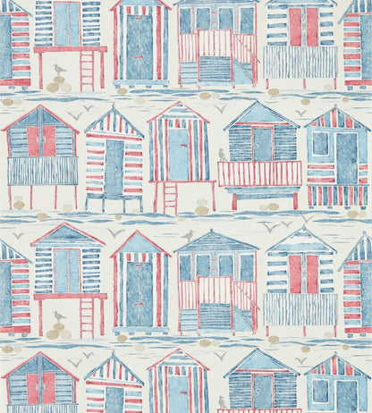 Beach Huts Wallpaper by Sanderson Nautical