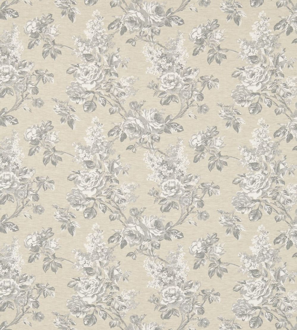 Sorilla Damask Fabric by Sanderson Silver/Linen