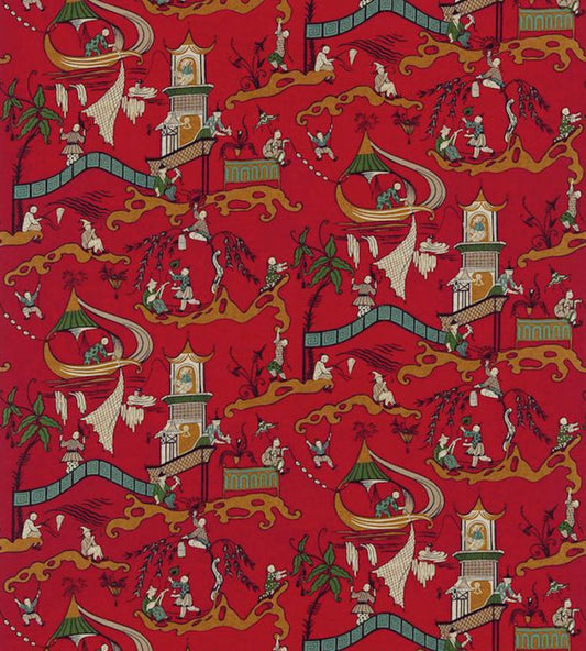 Pagoda River Fabric by Sanderson Red/Gold