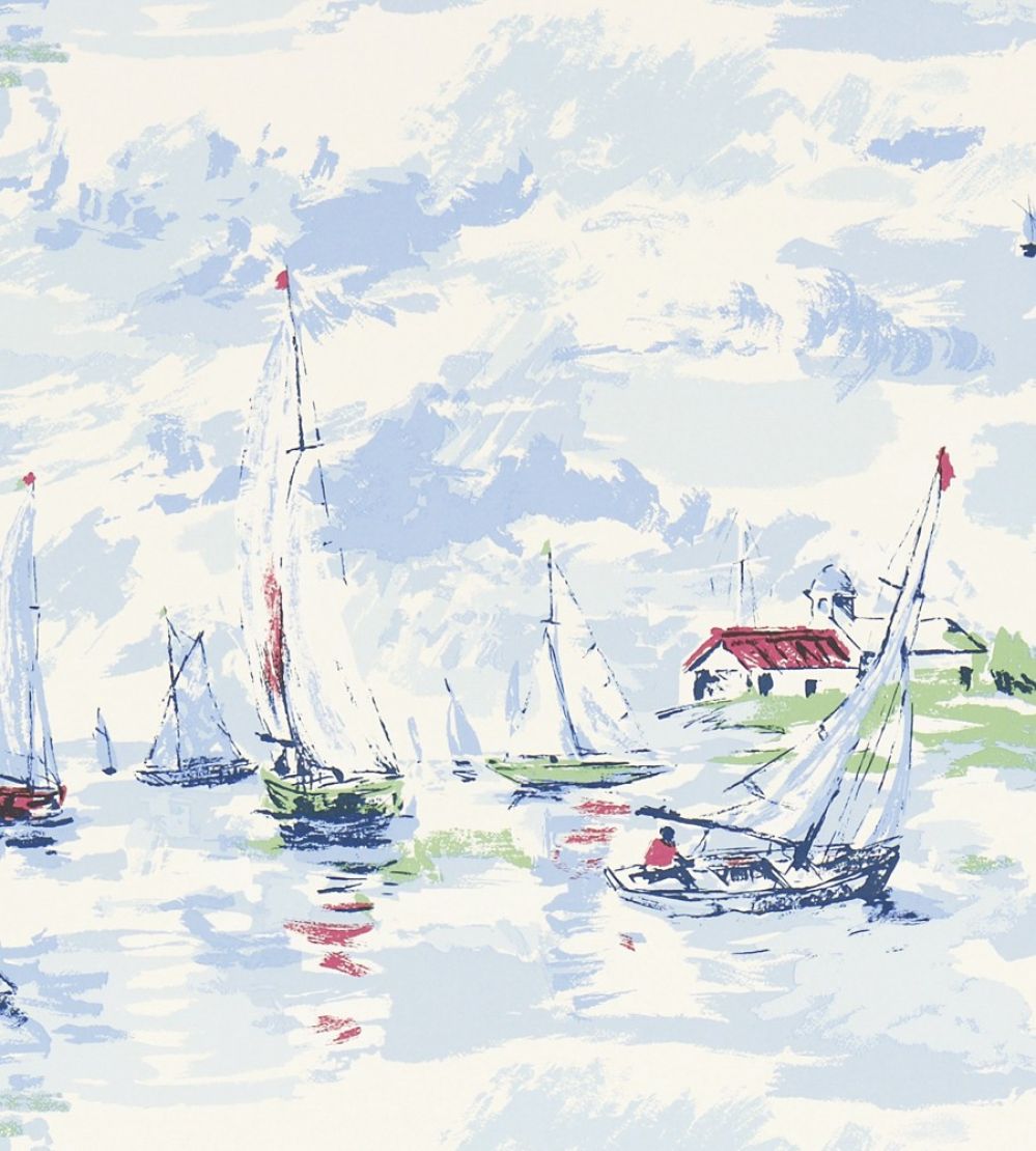 Sail Away Wallpaper by Sanderson Sky Blue