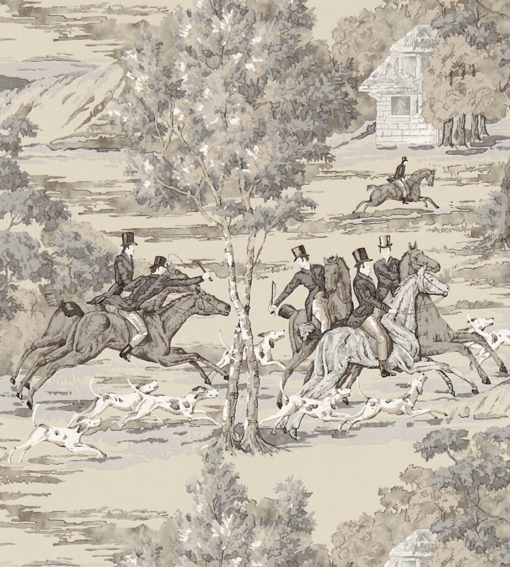 Tally Ho Wallpaper by Sanderson Pearl/Grey
