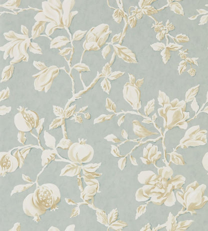 Magnolia & Pomegranate Wallpaper by Sanderson Grey Blue/Parchment