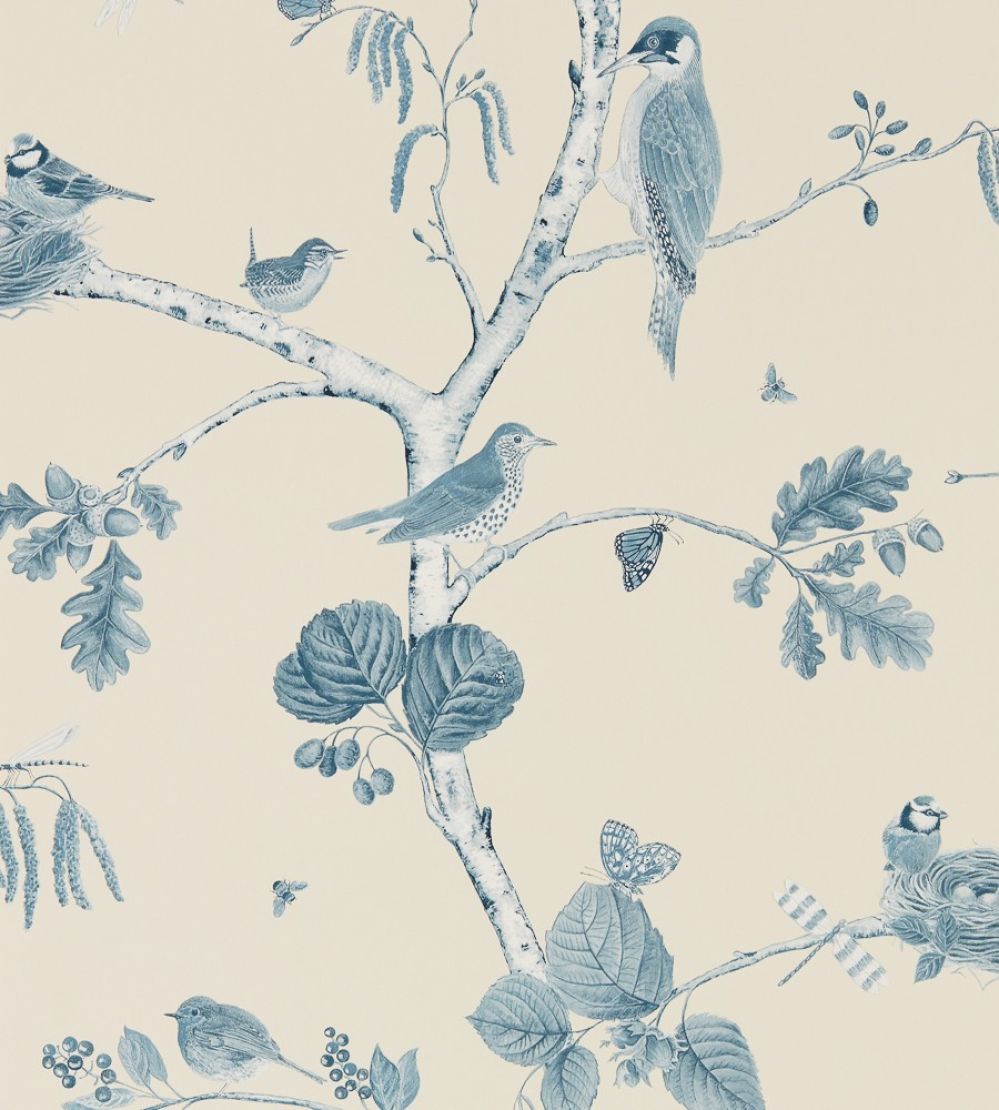 Woodland Chorus Wallpaper by Sanderson Indigo/Ecru